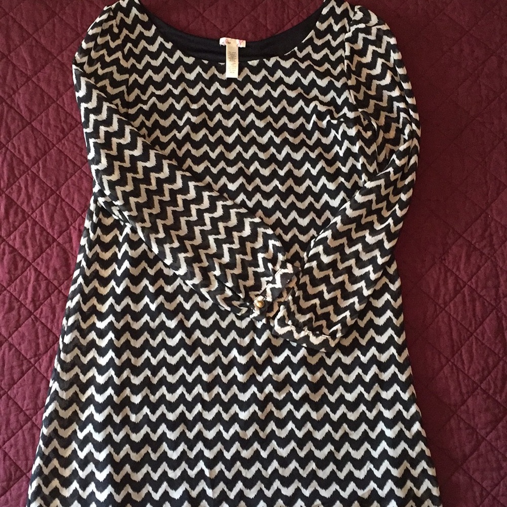black and white chevron dress